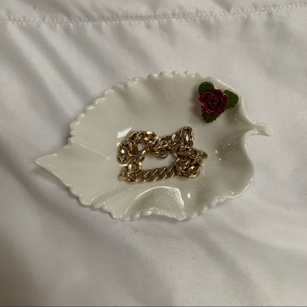 Aynsley China antique leaf and rose trinket dish